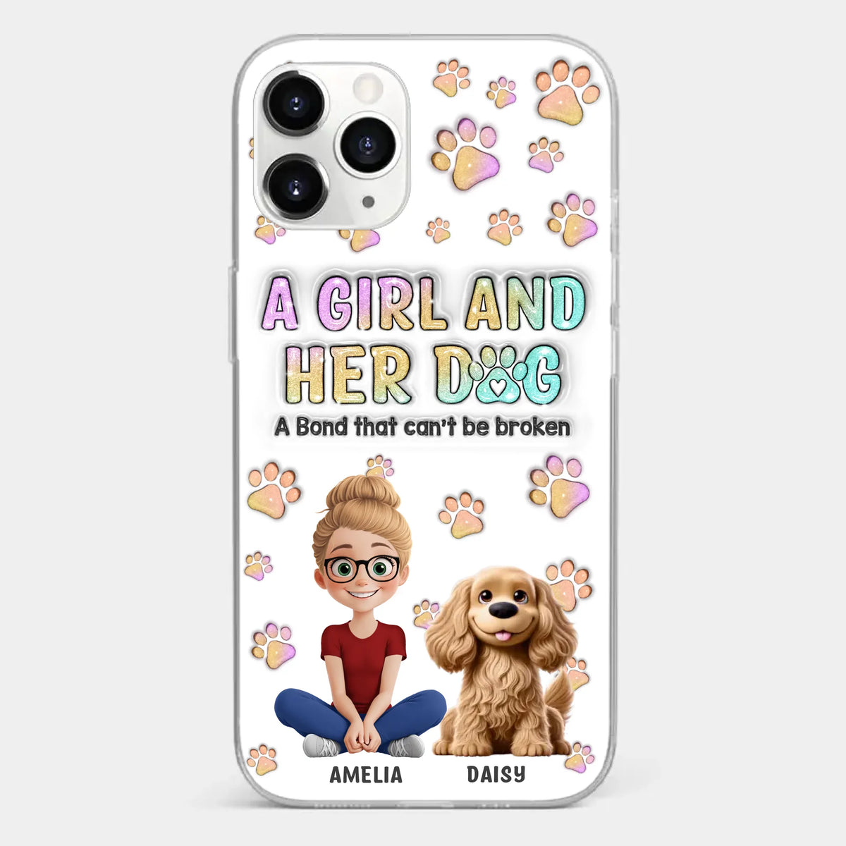 Paws, Love & Unbreakable Bonds - Dog Personalized Custom 3D Inflated Effect Printed Clear Phone Case - Gift For Pet Owners, Pet Lovers