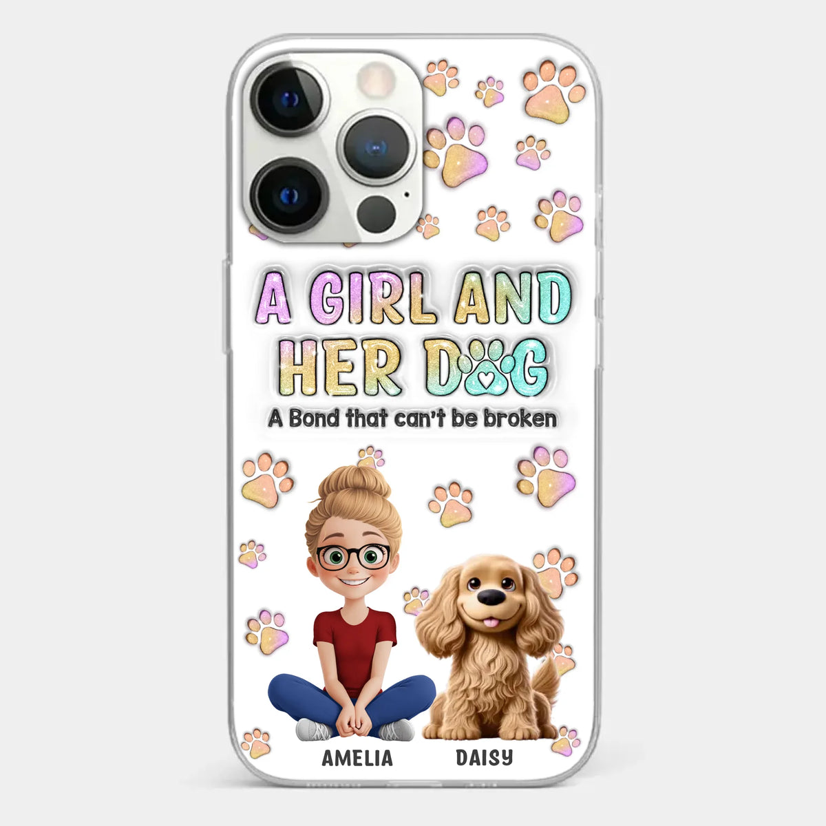 Paws, Love & Unbreakable Bonds - Dog Personalized Custom 3D Inflated Effect Printed Clear Phone Case - Gift For Pet Owners, Pet Lovers