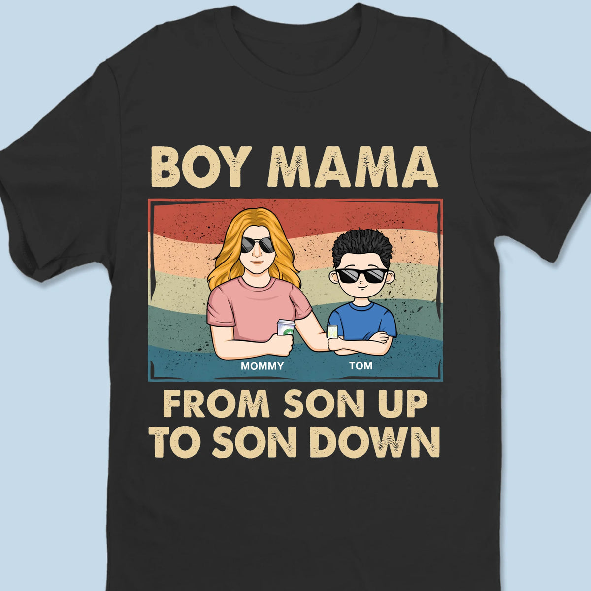 From Son Up To Son Down - Family Personalized Custom Unisex T-shirt, Premium T-shirt, Hoodie - Mother's Day Gift For Mom, Daughter, Son