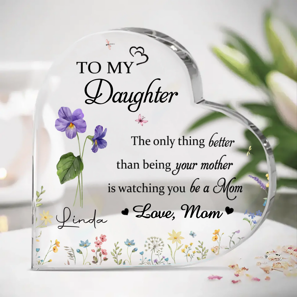 Watching You As A Mother Fills My Heart With Pride - Family Personalized Custom Heart Shaped Acrylic Plaque - Mother's Day, Gift For Mom, Daughter