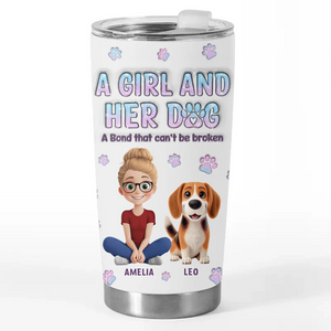 A Girl And Her Dog, A Perfect Pair - Dog Personalized Custom 3D Inflated Effect Printed Tumbler - Gift For Pet Owners, Pet Lovers