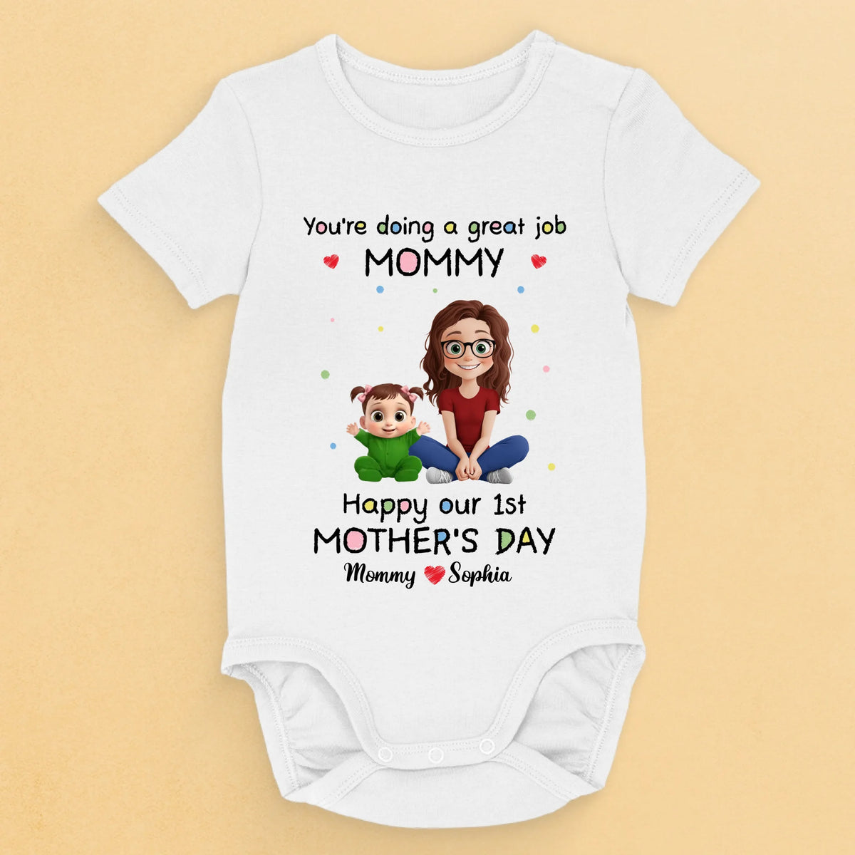 My Heart Belongs To Mom - Family Personalized Custom Baby Onesie - Mother's Day, Baby Shower Gift, Gift For First Mom