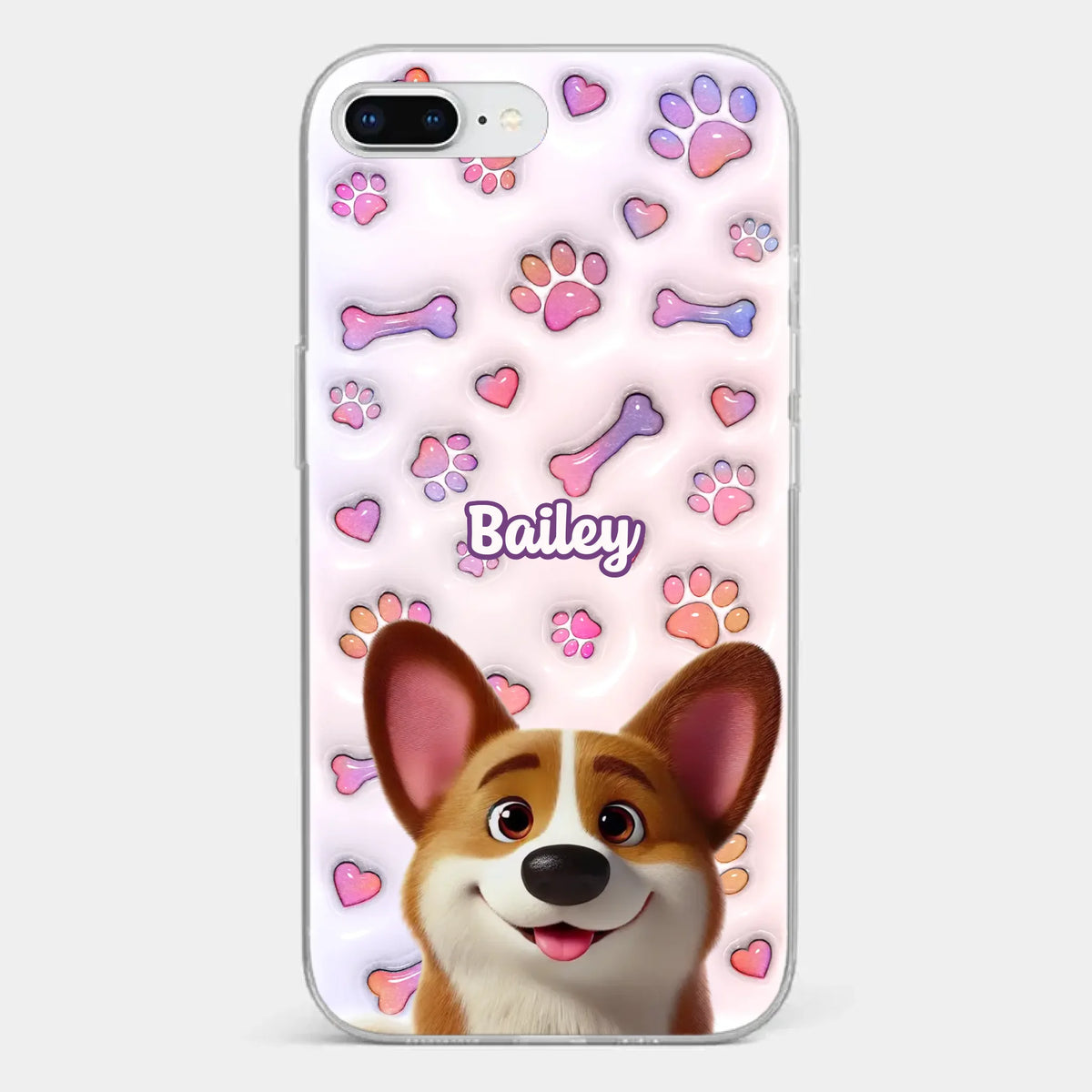 Tail Wagging Happiness - Dog Personalized Custom 3D Inflated Effect Printed Clear Phone Case - Gift For Pet Owners, Pet Lovers