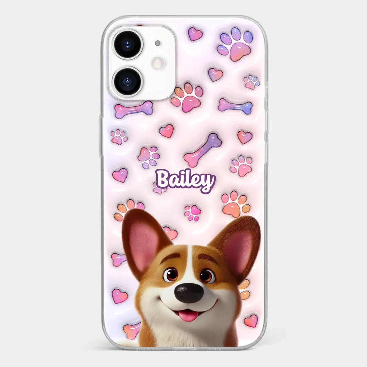 Tail Wagging Happiness - Dog Personalized Custom 3D Inflated Effect Printed Clear Phone Case - Gift For Pet Owners, Pet Lovers