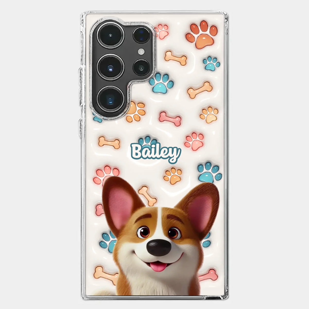 Barking With Joy - Dog Personalized Custom 3D Inflated Effect Printed Clear Phone Case - Gift For Pet Owners, Pet Lovers