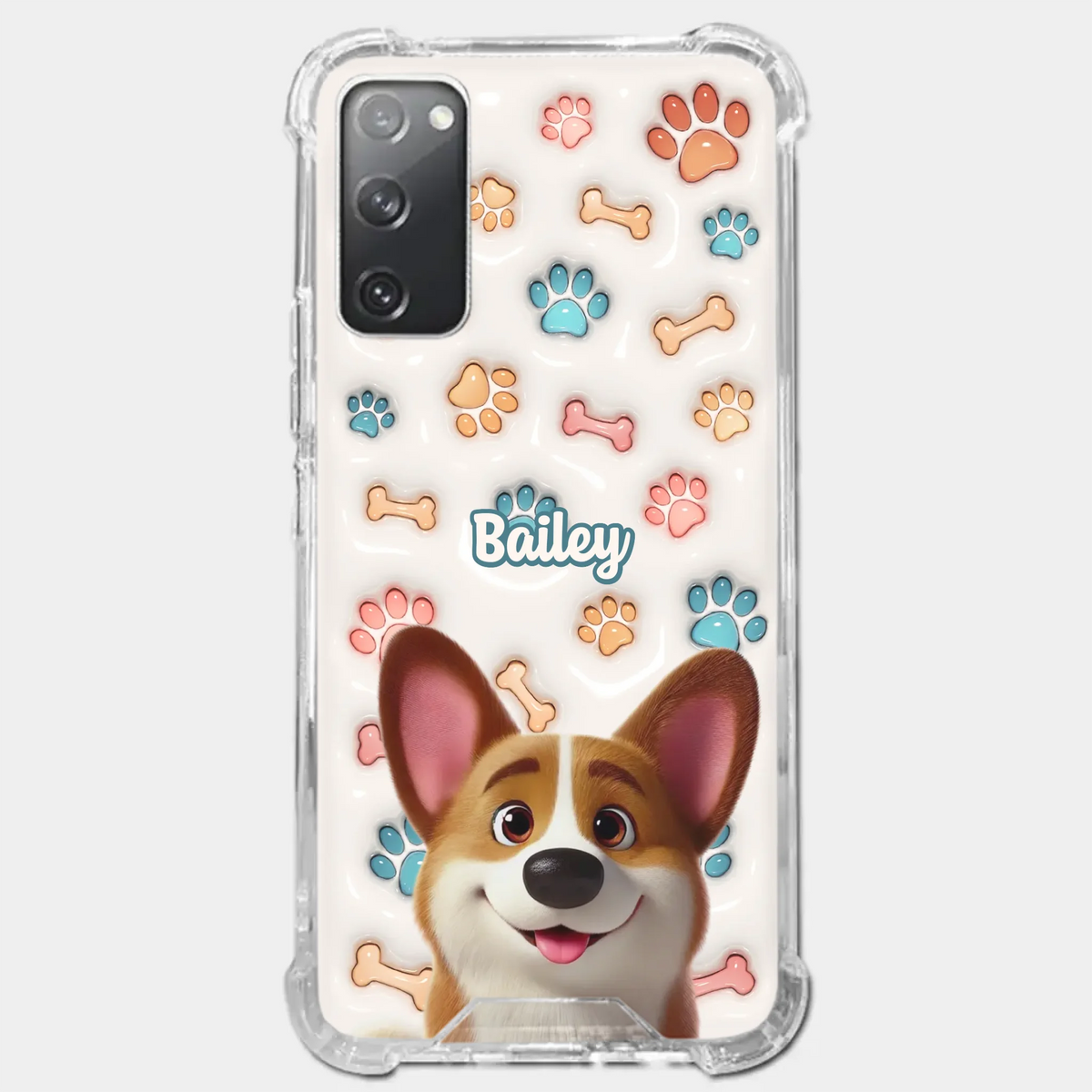 Barking With Joy - Dog Personalized Custom 3D Inflated Effect Printed Clear Phone Case - Gift For Pet Owners, Pet Lovers