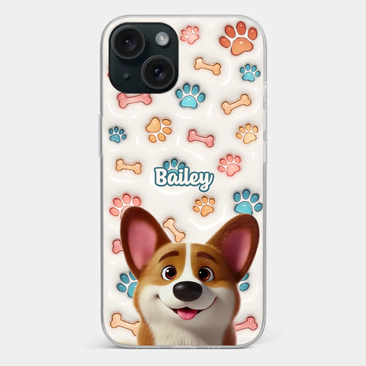 Barking With Joy - Dog Personalized Custom 3D Inflated Effect Printed Clear Phone Case - Gift For Pet Owners, Pet Lovers