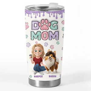 Dog Mom, Happy Life - Dog Personalized Custom 3D Inflated Effect Printed Tumbler - Gift For Pet Owners, Pet Lovers