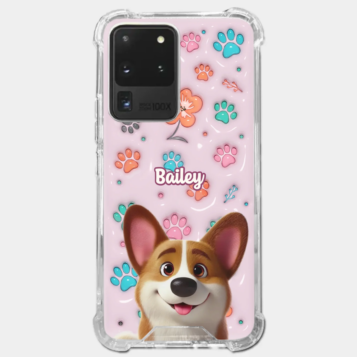 Loyal Hearts Have Four Paws- Dog Personalized Custom 3D Inflated Effect Printed Clear Phone Case - Gift For Pet Owners, Pet Lover