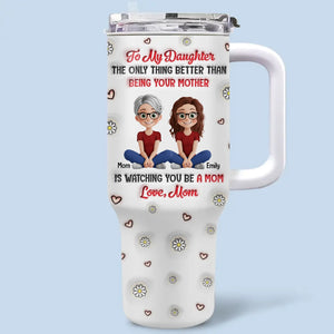 A Bond That Lasts Generations - Family Personalized Custom 3D Inflated Effect Printed 40 Oz Stainless Steel Tumbler With Handle - Mother's Day, Gift For Mom, Daughter