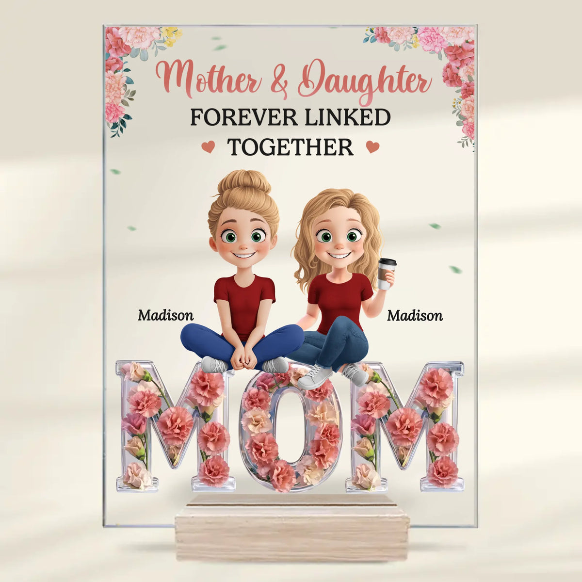 Forever Linked, Always Loved - Family Personalized Custom Rectangle Shaped Acrylic Plaque - Mother's Day, Gift For Mom, Daughter