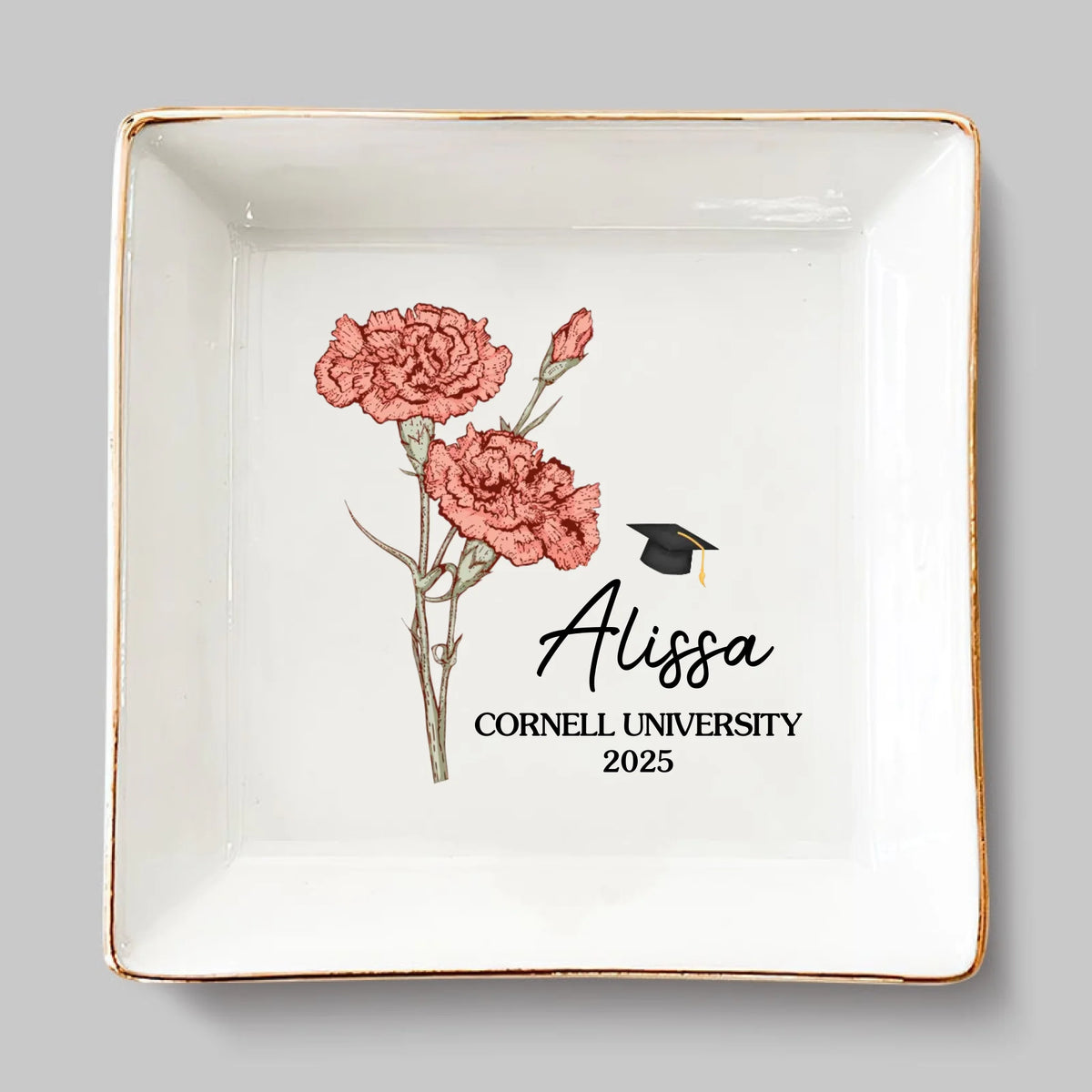 Blooming Into Success - Family Personalized Custom Jewelry Dish - Graduation Gift For Family Members, Siblings, Brothers, Sisters
