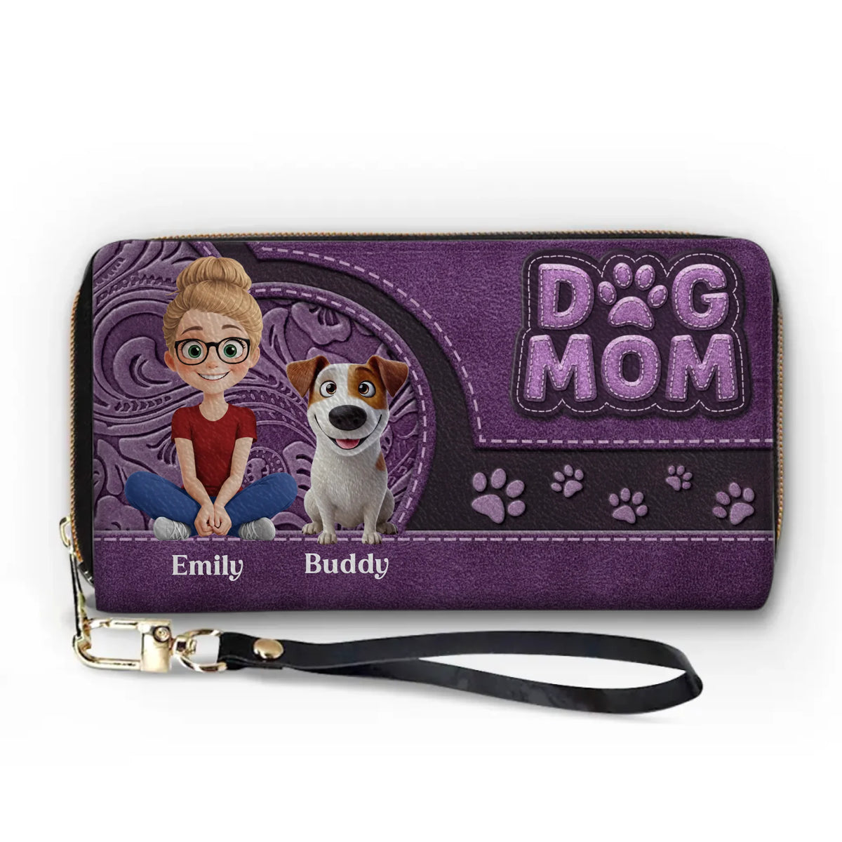 Furry Love, Forever Bond - Dog Personalized Custom Leather Long Wallet - Gift For Pet Owners, Pet Lovers