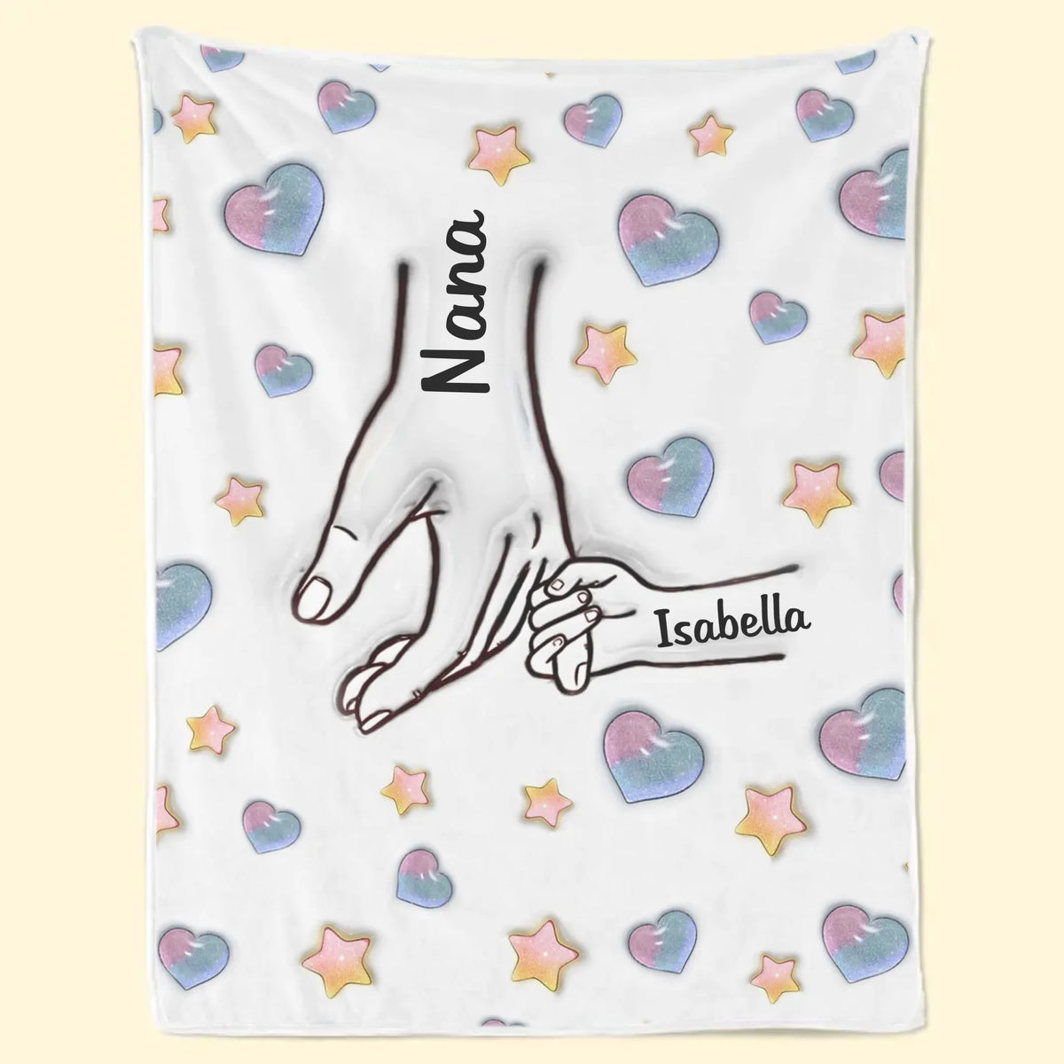 Forever Connected, Hand in Hand - Family Personalized Custom 3D Inflated Effect Printed Blanket - Mother's Day, Gift For Mom, Grandma