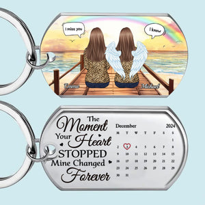 The Moment Your Heart Stopped, Mine Changed Forever - Memorial Personalized Custom Keychain - Sympathy Gift For Family Members