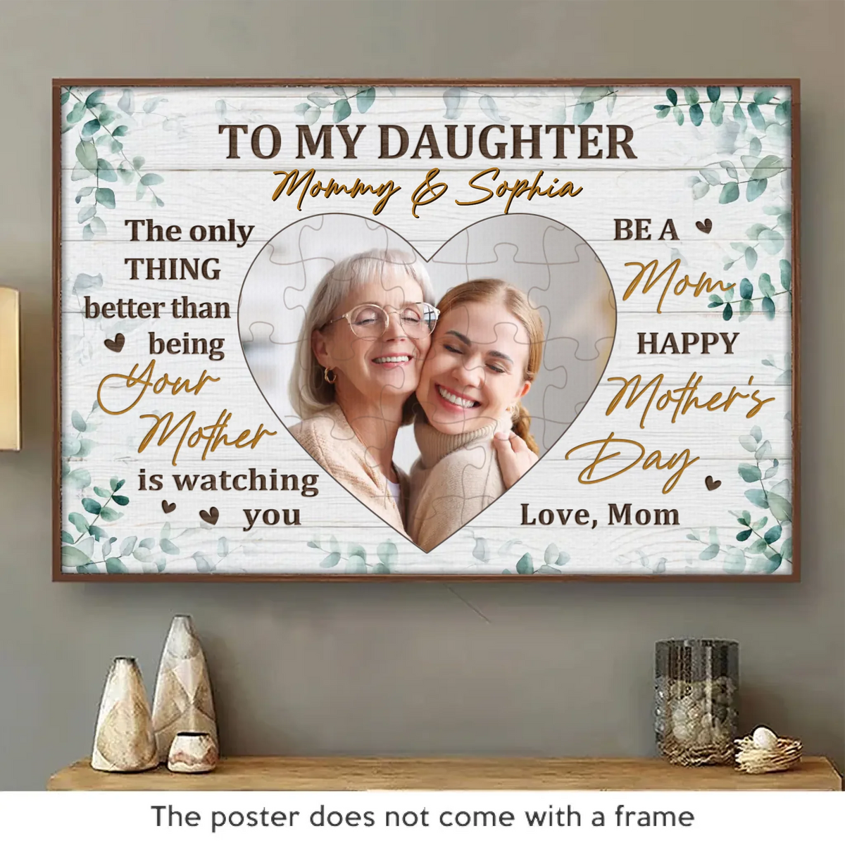 Custom Photo To My Daughter, With Love And Pride - Family Personalized Custom Horizontal Poster - Mother's Day, Gift For Mom, Daughter