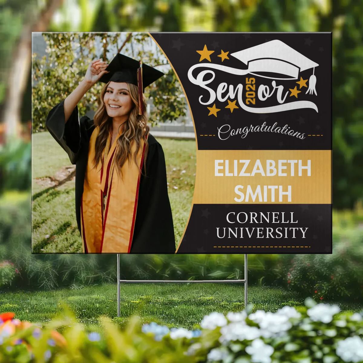 Custom Photo The Journey To Success Has Just Begun - Family Personalized Custom Yard Sign - Graduation Gift For Family Members, Siblings, Brothers, Sisters
