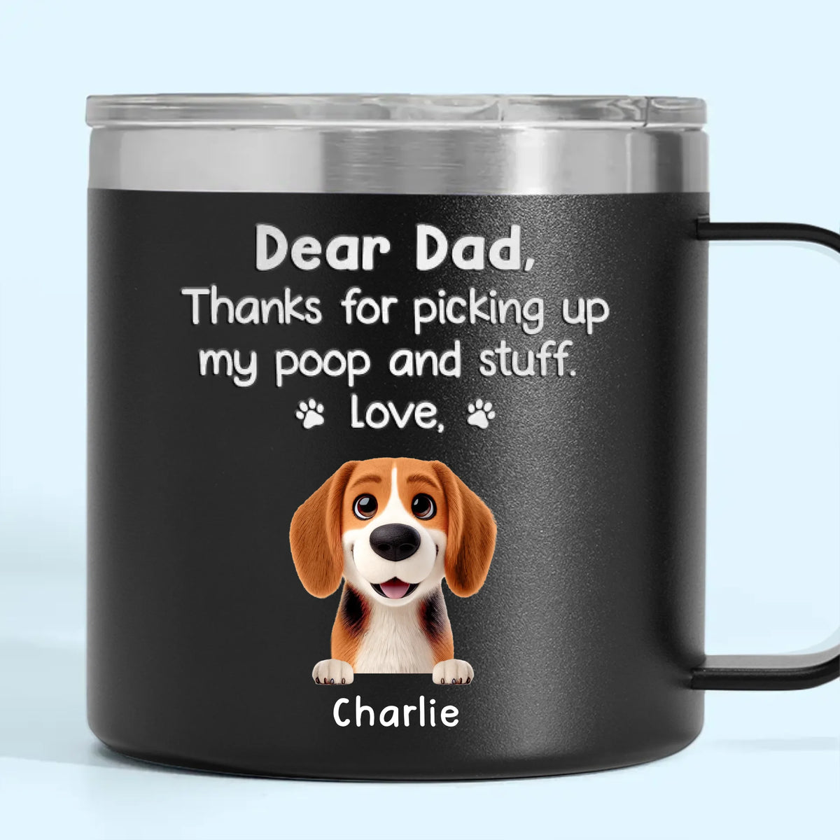 Feed Me, Walk Me, Love Me - Dog & Cat Personalized Custom 14oz Stainless Steel Tumbler With Handle - Gift For Pet Owners, Pet Lovers