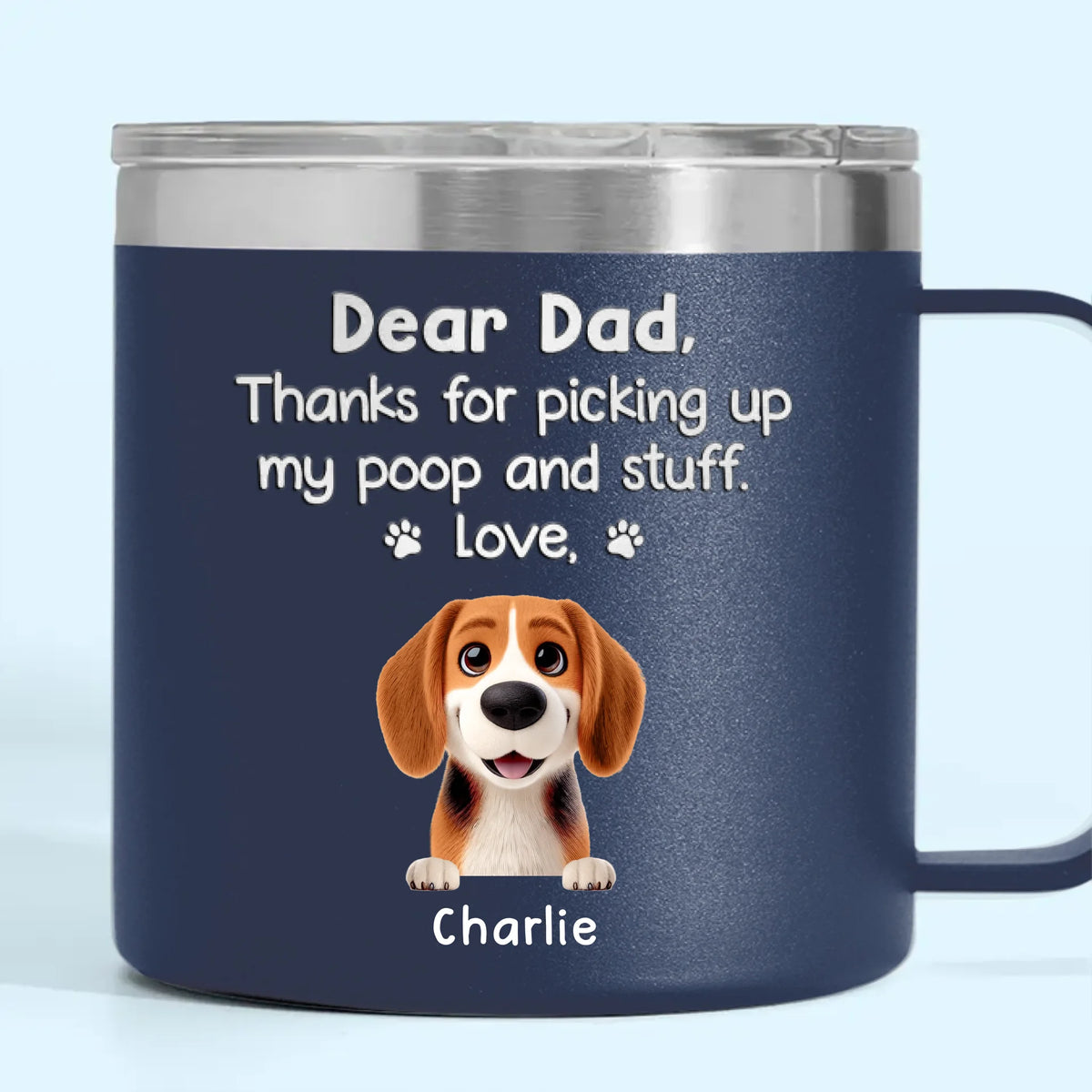 Feed Me, Walk Me, Love Me - Dog & Cat Personalized Custom 14oz Stainless Steel Tumbler With Handle - Gift For Pet Owners, Pet Lovers
