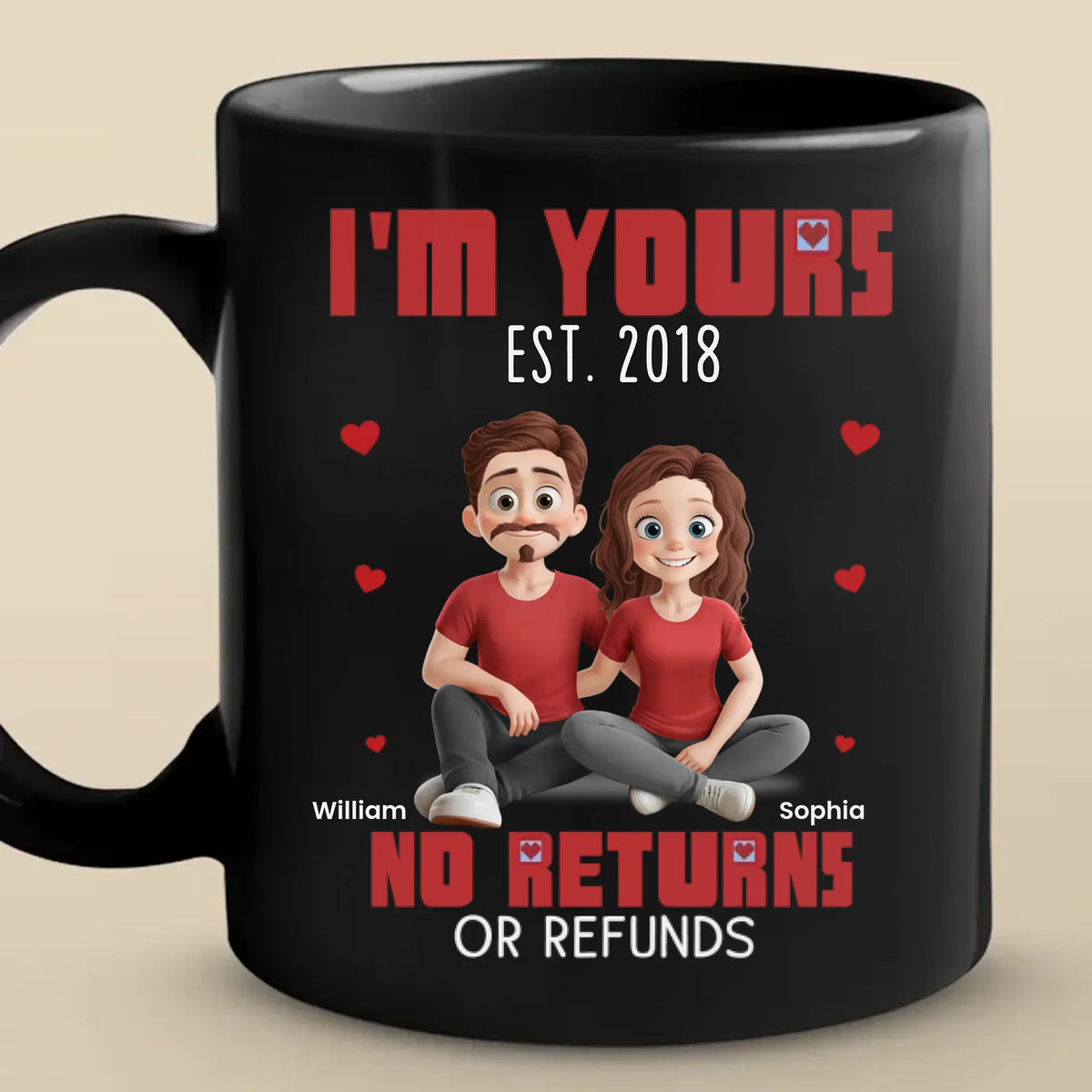 Stuck With Me Since The Beginning - Couple  Personalized Custom Black Mug - Gift For Husband Wife, Anniversary