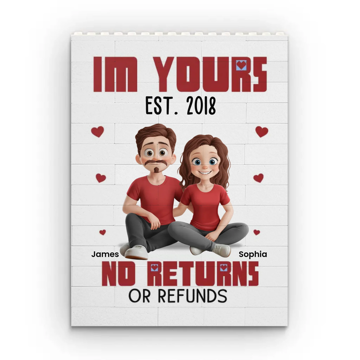 Forever And Ever - Couple Personalized Custom Vertical Rectangle Shaped Building Brick Blocks - Gift For Husband Wife, Anniversary