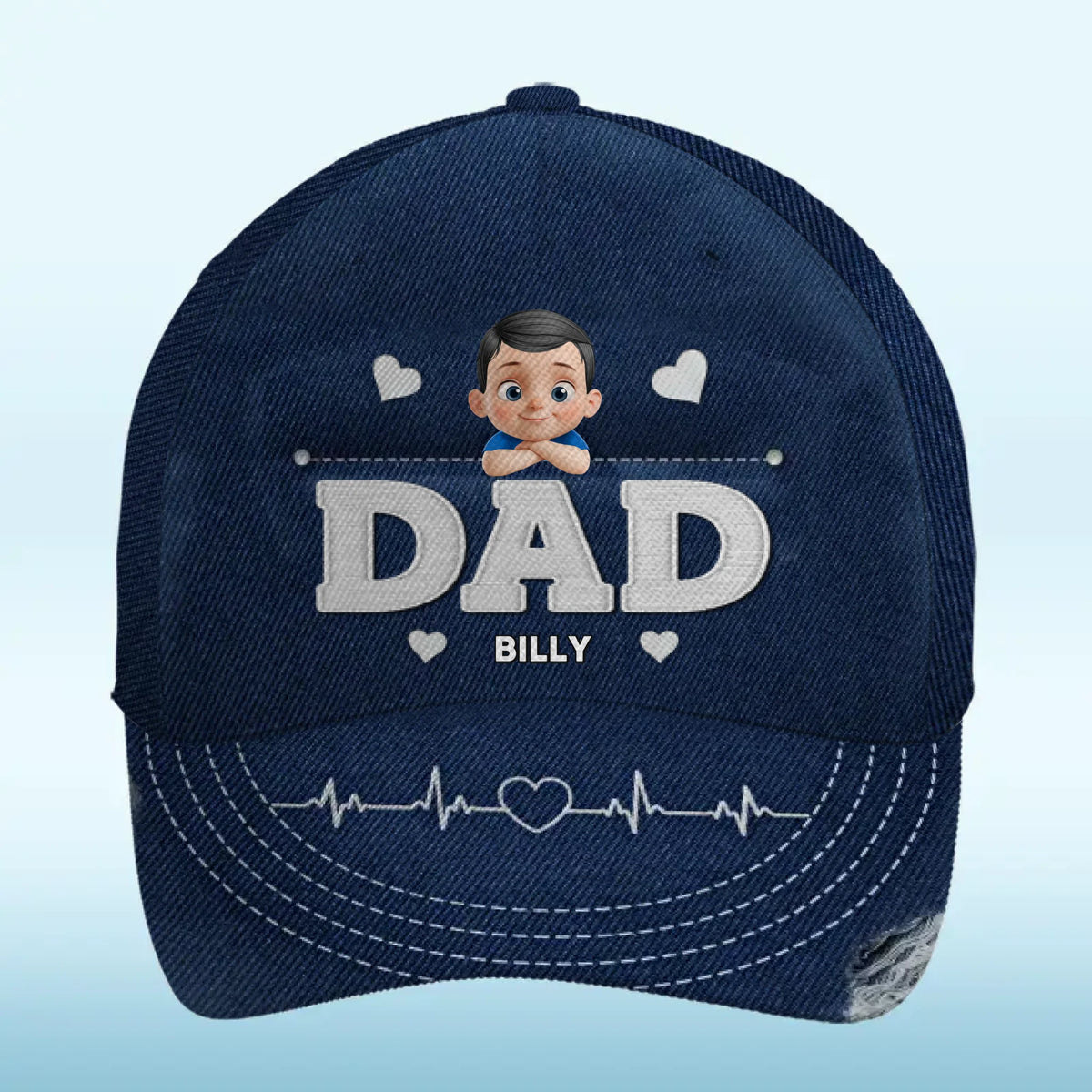 My Hero, My Heartbeat - Family Personalized Custom Hat, All Over Print Classic Cap - Father's Day, Gift For Dad, Grandpa