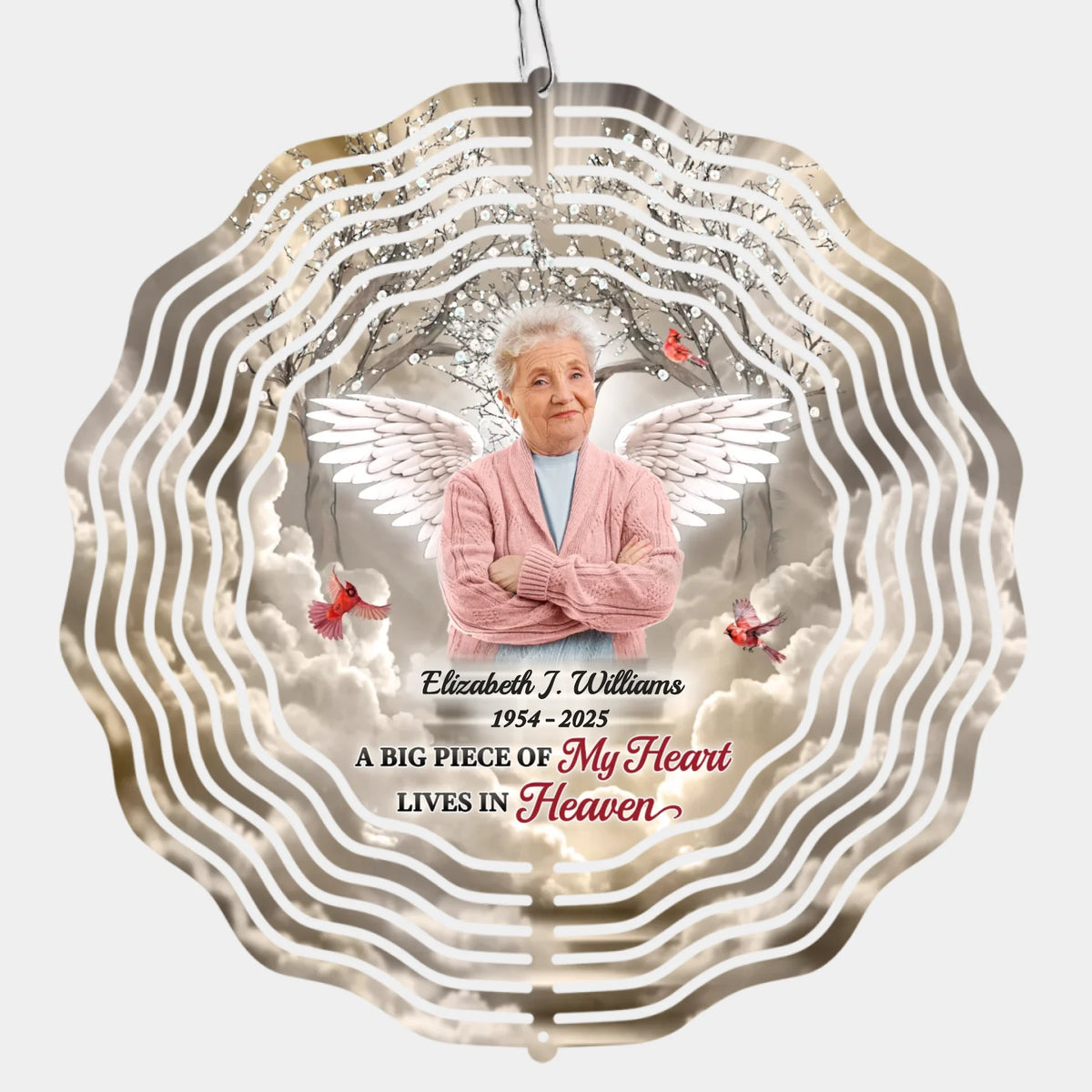 Custom Photo Forever Loved, Never Forgotten - Memorial Personalized Custom Wind Spinner - Sympathy Gift For Family Members