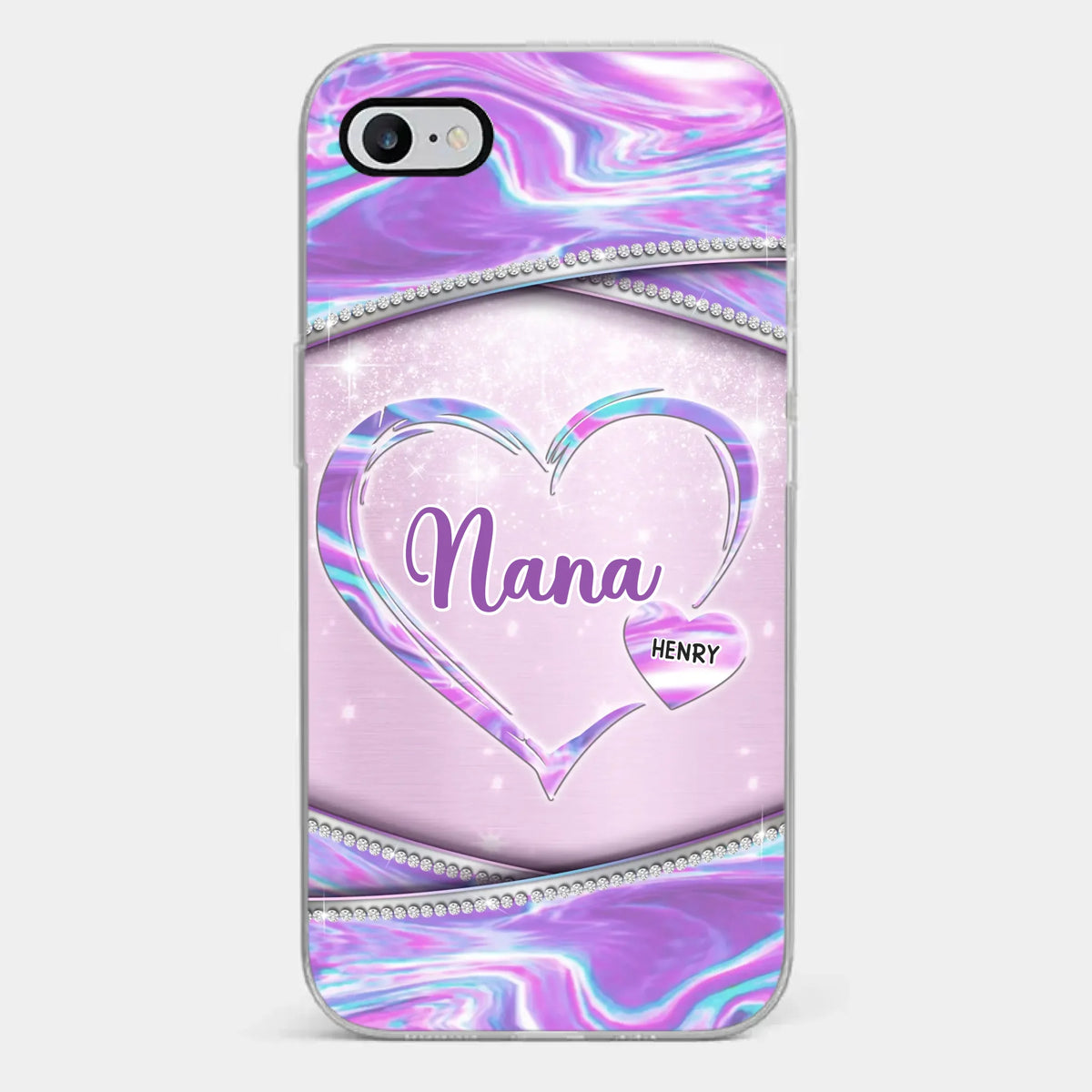 Nana’s Heart, Filled With Love - Family Personalized Custom Clear Phone Case - Mother's Day Gift For Mom, Grandma