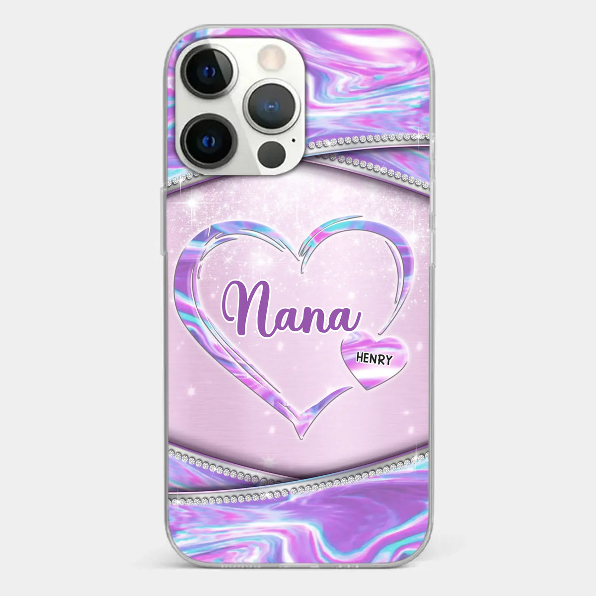 Nana's Heart, Filled With Love - Family Personalized Custom Clear Phon Nana's Heart, Filled With Love - Family Personalized Custom Clear Phon