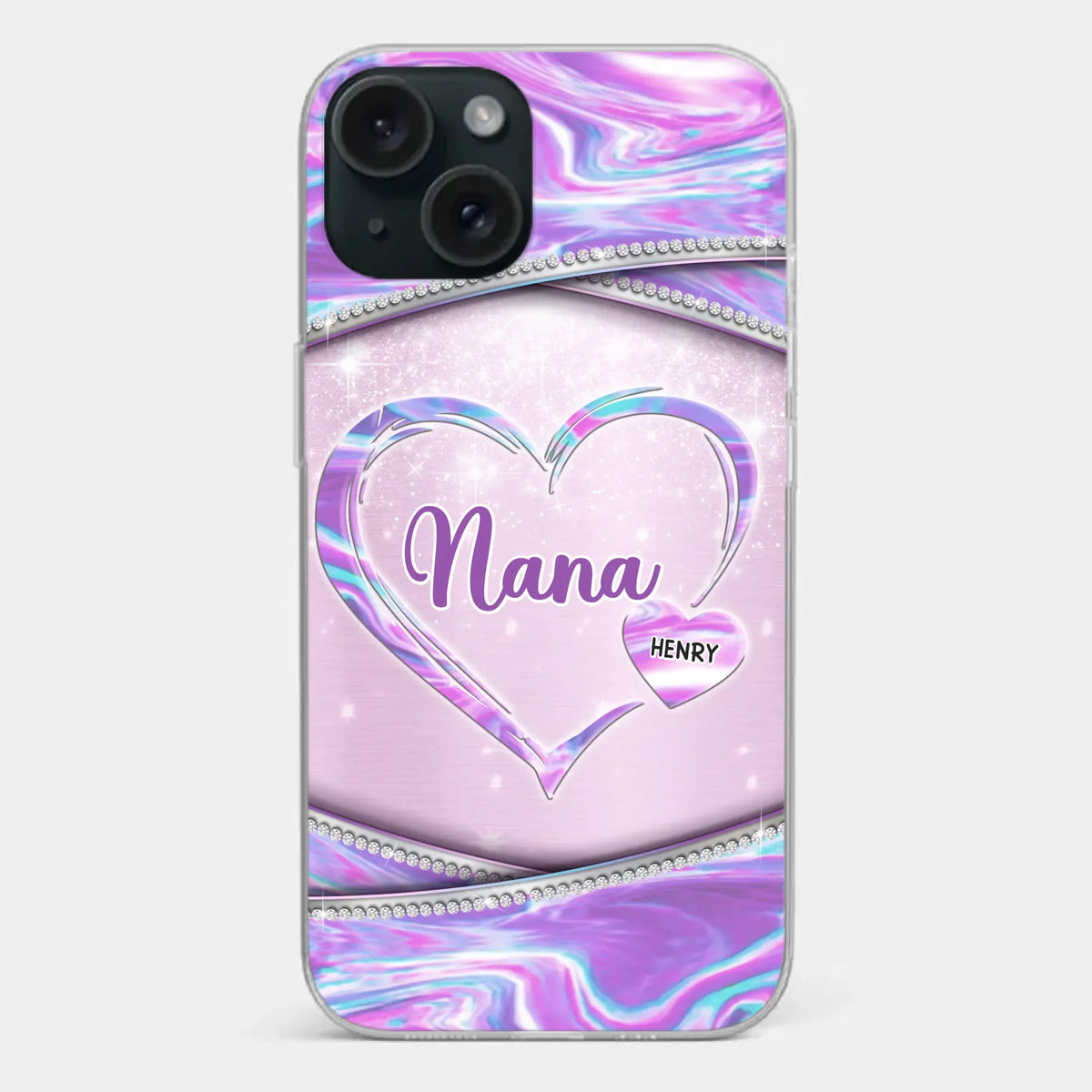 Nana’s Heart, Filled With Love - Family Personalized Custom Clear Phone Case - Mother's Day Gift For Mom, Grandma