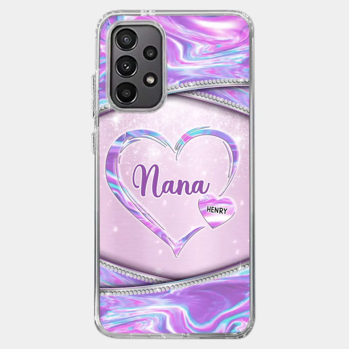 Nana’s Heart, Filled With Love - Family Personalized Custom Clear Phone Case - Mother's Day Gift For Mom, Grandma