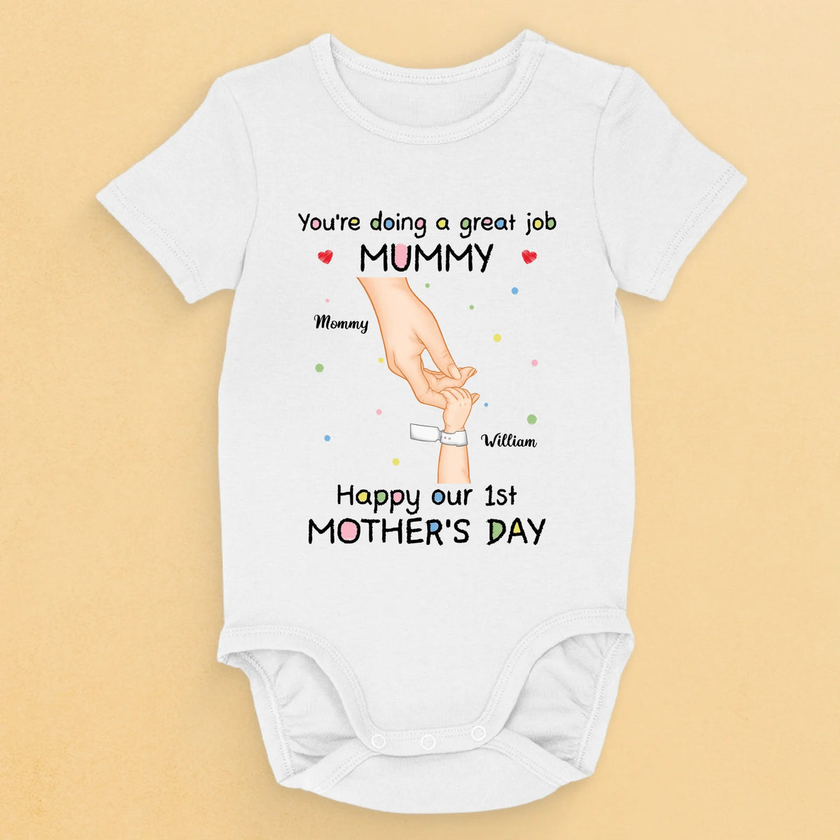 From My Little Hand To Your Big Heart - Family Personalized Custom Baby Onesie - Mother's Day, Baby Shower Gift, Gift For First Mom