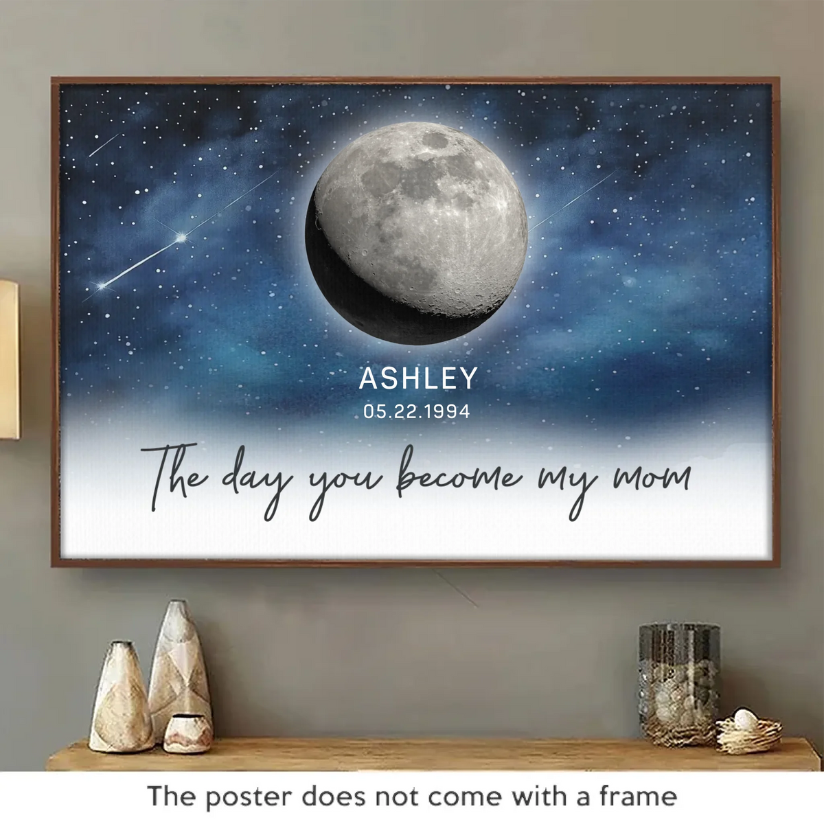 The Days You Became A Mom, Written In The Stars - Family Personalized Custom Horizontal Poster - Mother's Day, Gift For Mom