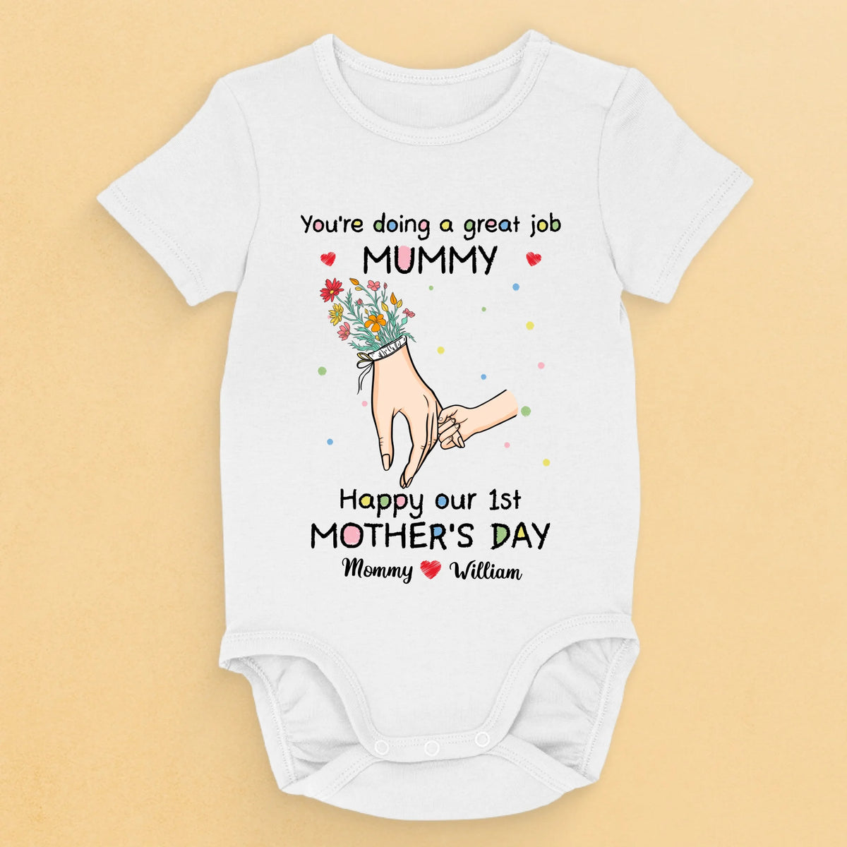 A Love As Pure As A Mother’s Touch - Family Personalized Custom Baby Onesie - Mother's Day, Baby Shower Gift, Gift For First Mom