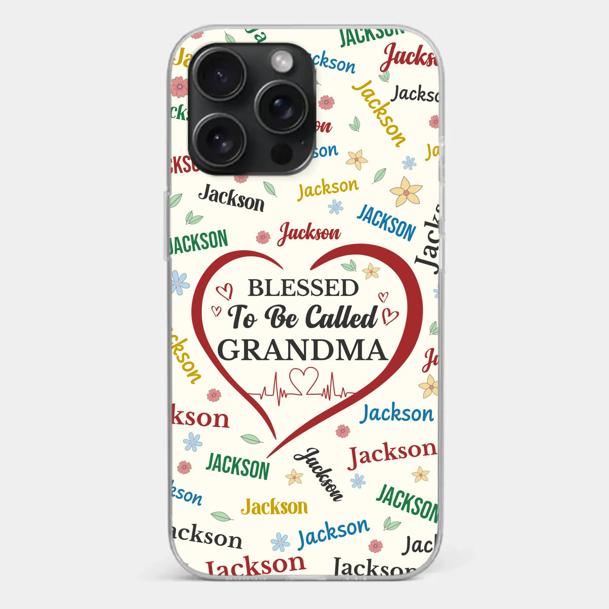 A Name Written In Love, Grandma - Family Personalized Custom Clear Phone Case - Mother's Day Gift For Mom, Grandma