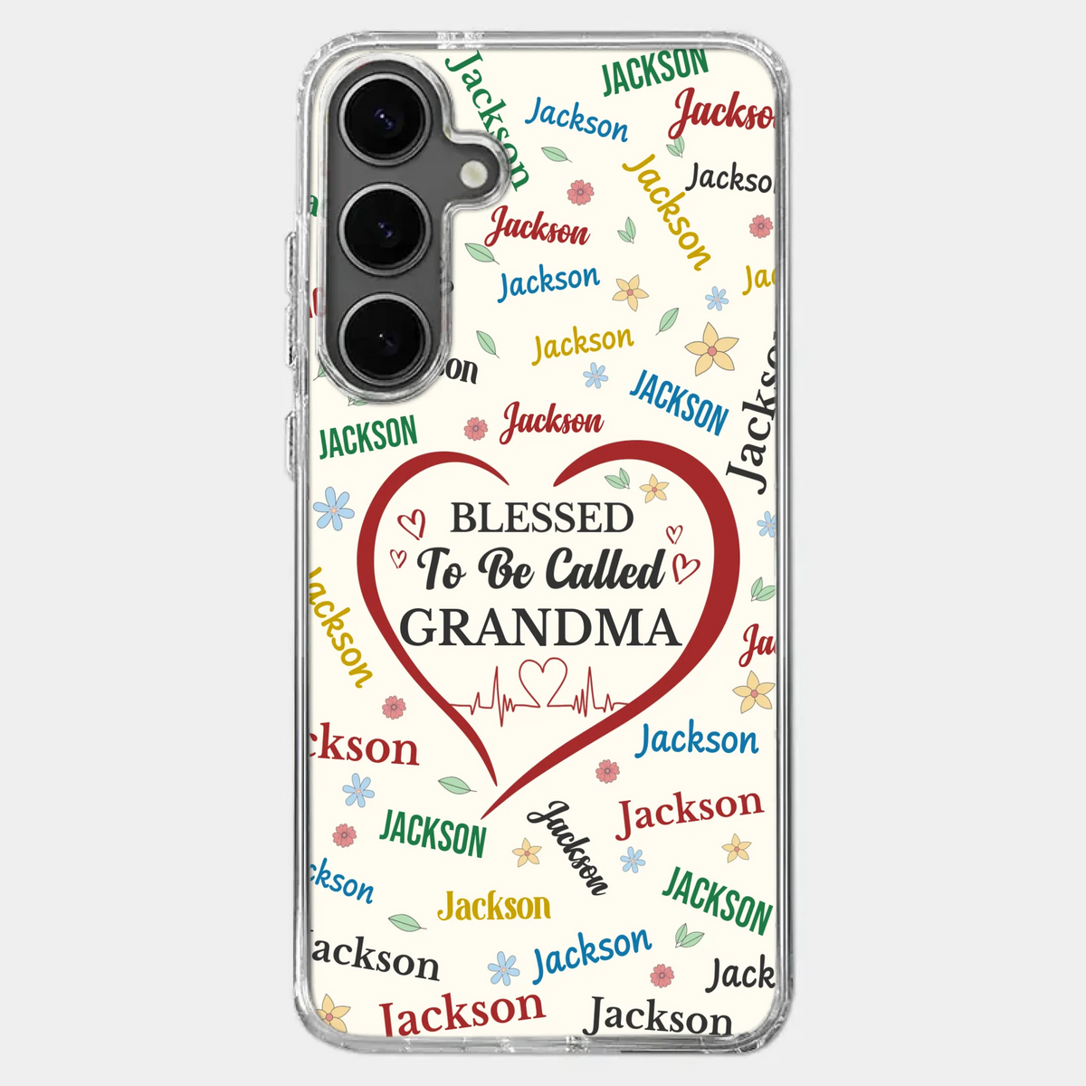 A Name Written In Love, Grandma - Family Personalized Custom Clear Phone Case - Mother's Day Gift For Mom, Grandma