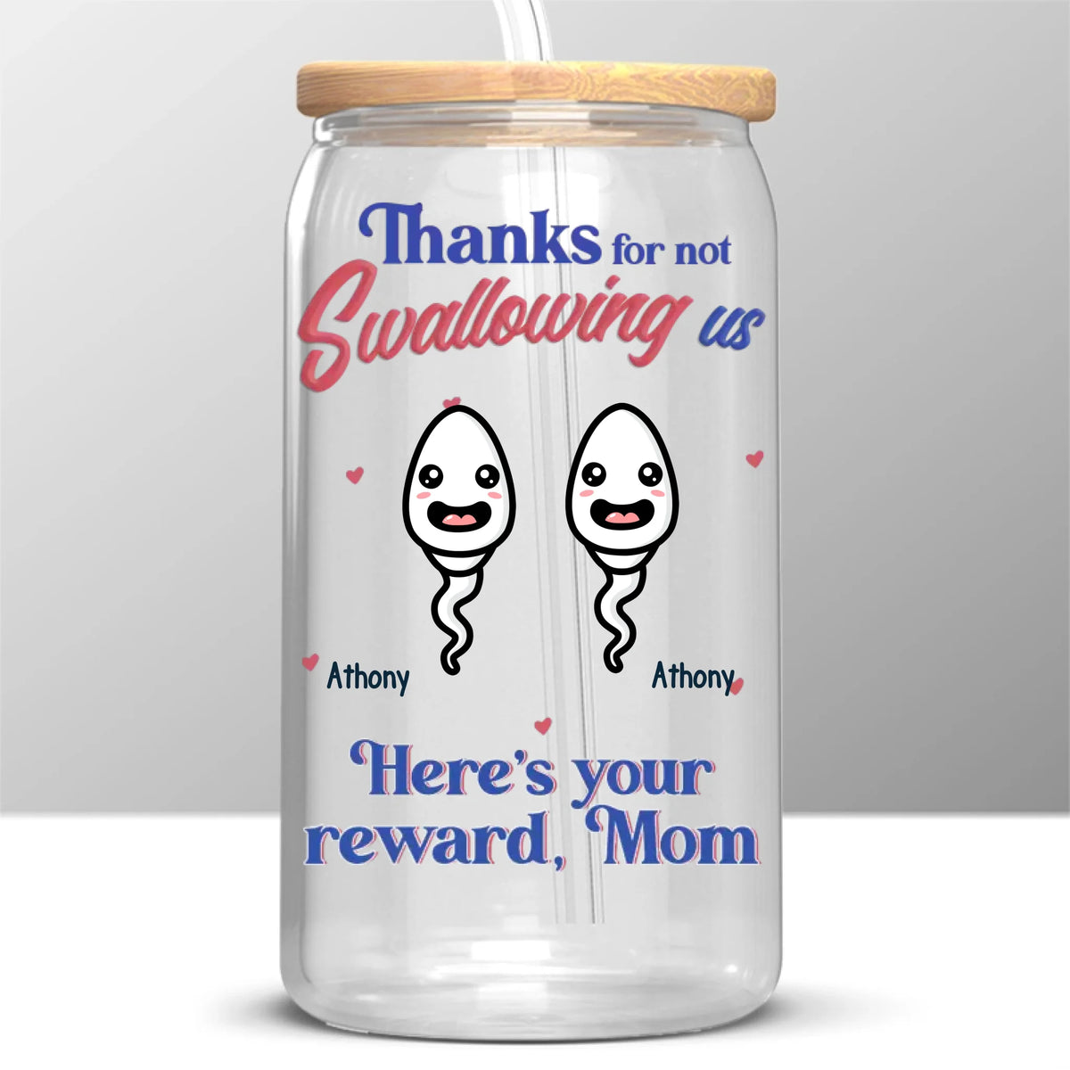 We Are Grateful, Mom - Family Personalized Custom Glass Cup, Iced Coffee Cup - Mother's Day, Gift For Mom, Grandma