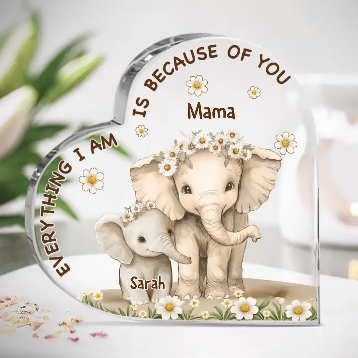 A Mother’s Love Never Ends - Family Personalized Custom Heart Shaped Acrylic Plaque - Mother's Day, Gift For Mom, Grandma