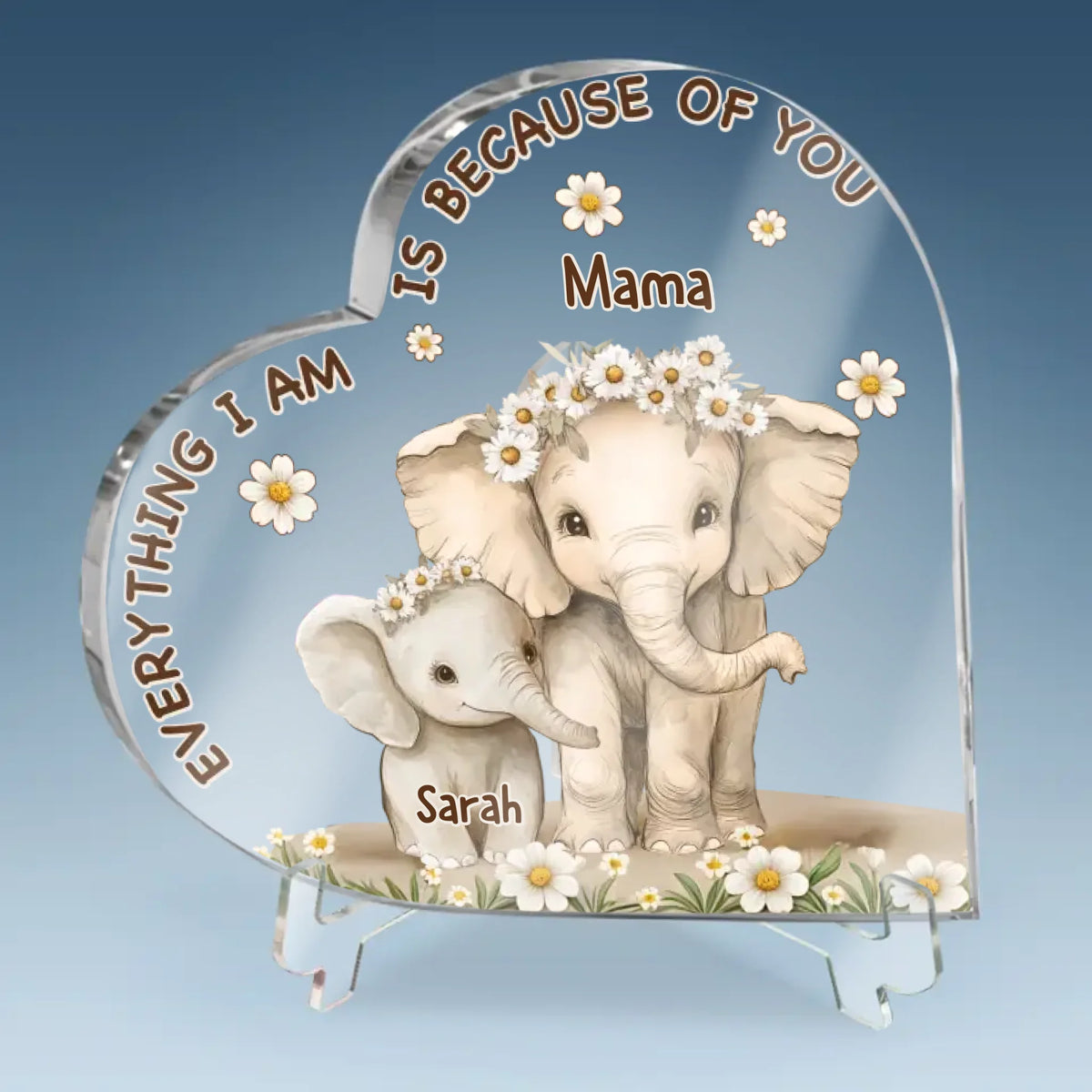 A Mother’s Love Never Ends - Family Personalized Custom Heart Shaped Acrylic Plaque - Mother's Day, Gift For Mom, Grandma