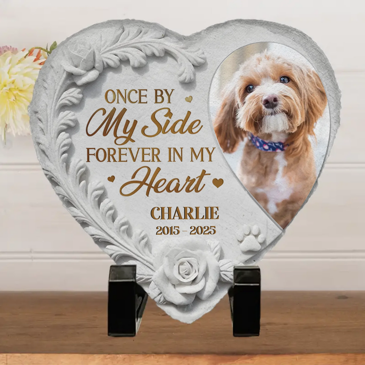 Custom Photo Rest In Peace, My Loyal Companion - Memorial Personalized Custom Heart Shaped Memorial Stone - Sympathy Gift For Pet Owners, Pet Lovers