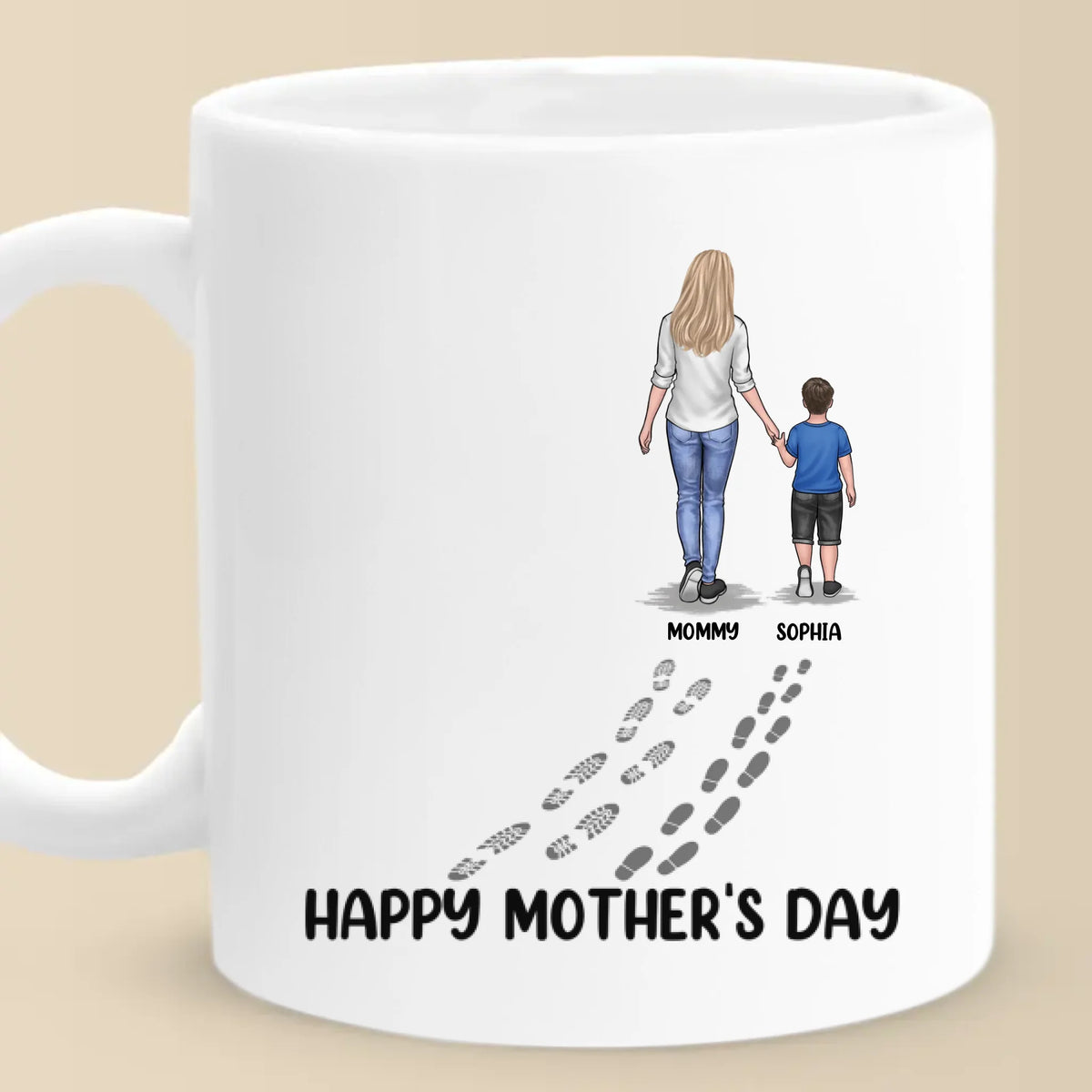 A Mother’s Love Leaves Footprints On The Heart - Family Personalized Custom Mug - Mother's Day, Gift For Mom, Grandma