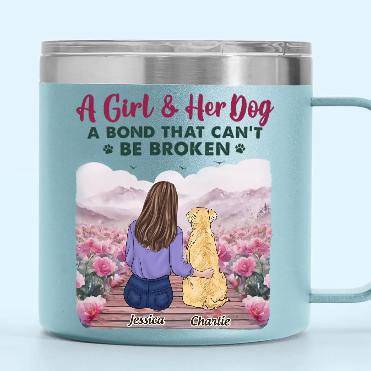 Happiness Is A Dog’s Smile - Dog Personalized Custom 14oz Stainless Steel Tumbler With Handle - Gift For Pet Owners, Pet Lovers