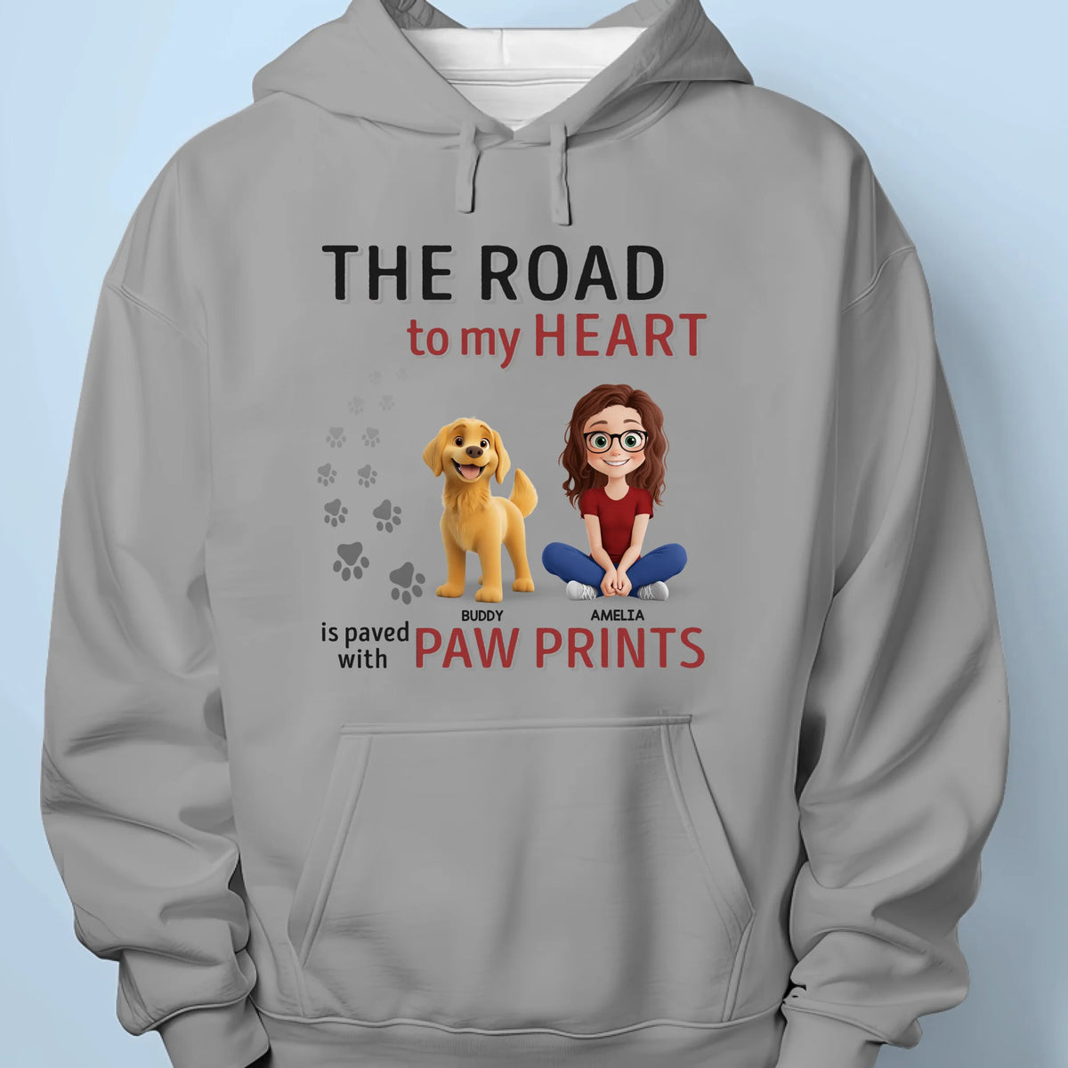 Love Leaves Paw Prints On My Heart - Dog Personalized Custom Unisex T-shirt, Premium T-shirt, Hoodie - Gift For Pet Owners, Pet Lovers