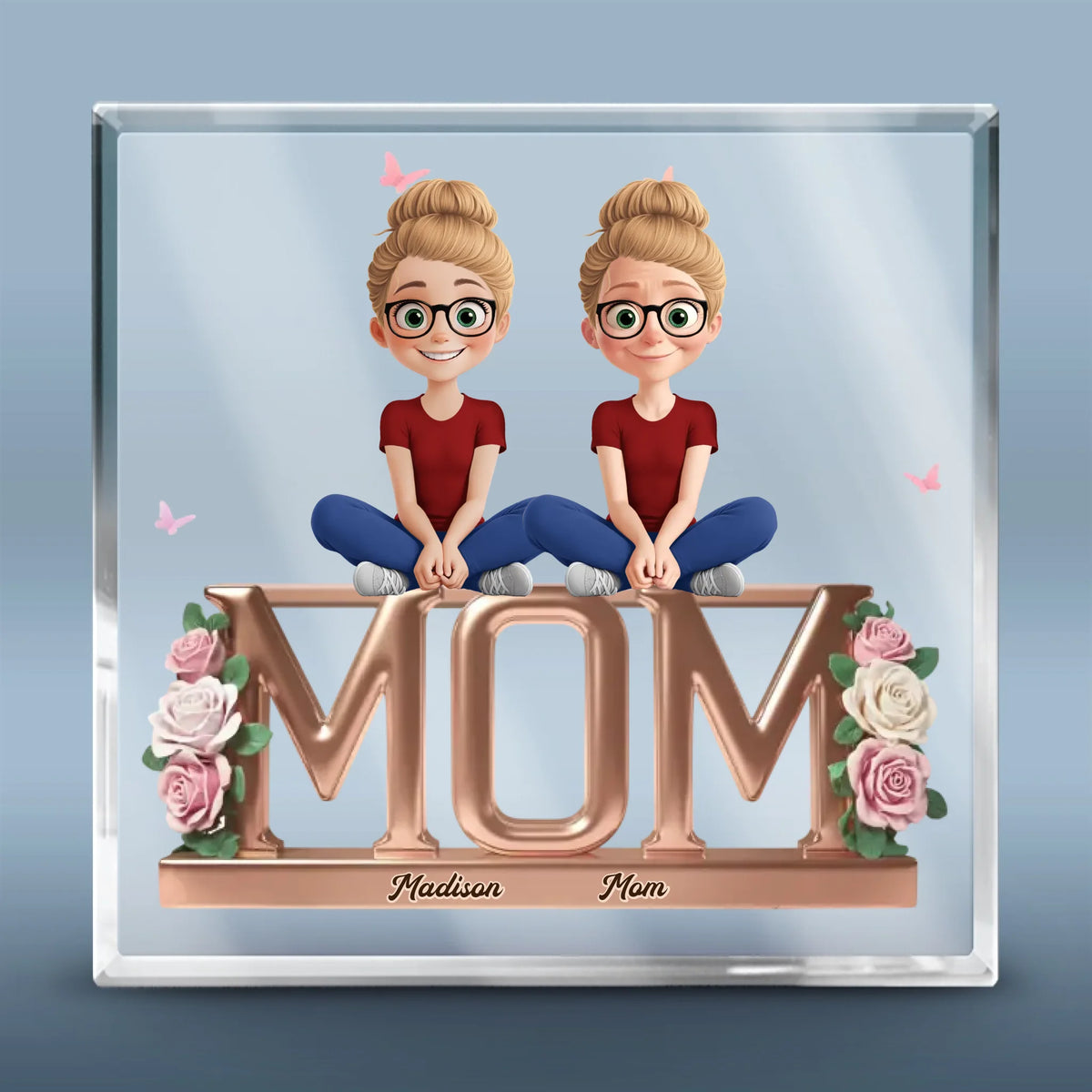 The Heart That Connects Us - Family Personalized Custom Square Shaped Acrylic Plaque - Mother's Day, Gift For Mom, Grandma