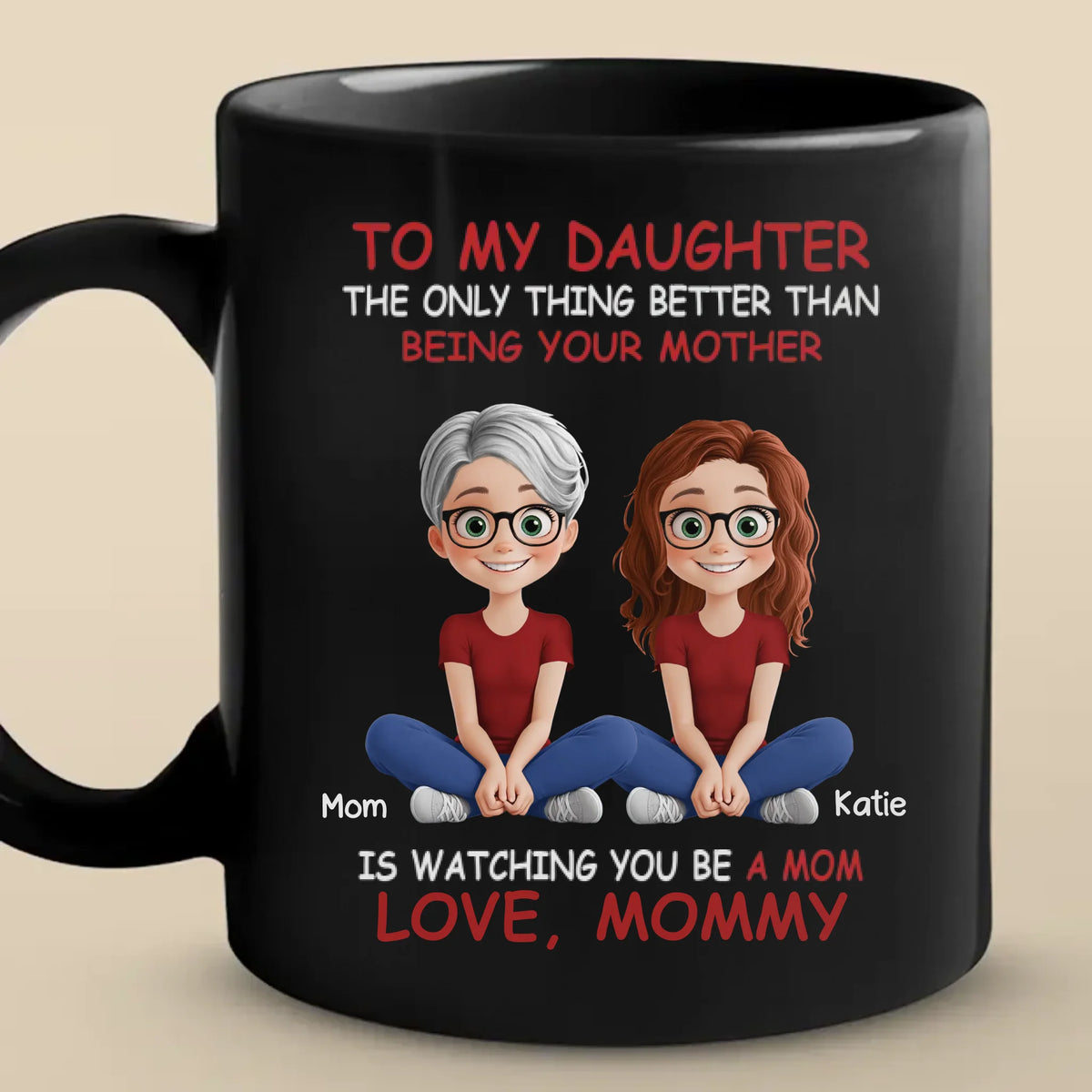 My Heart Overflows With Love Seeing My Daughter As A Mom - Family Personalized Custom Mug - Gift For Mom, Daughter