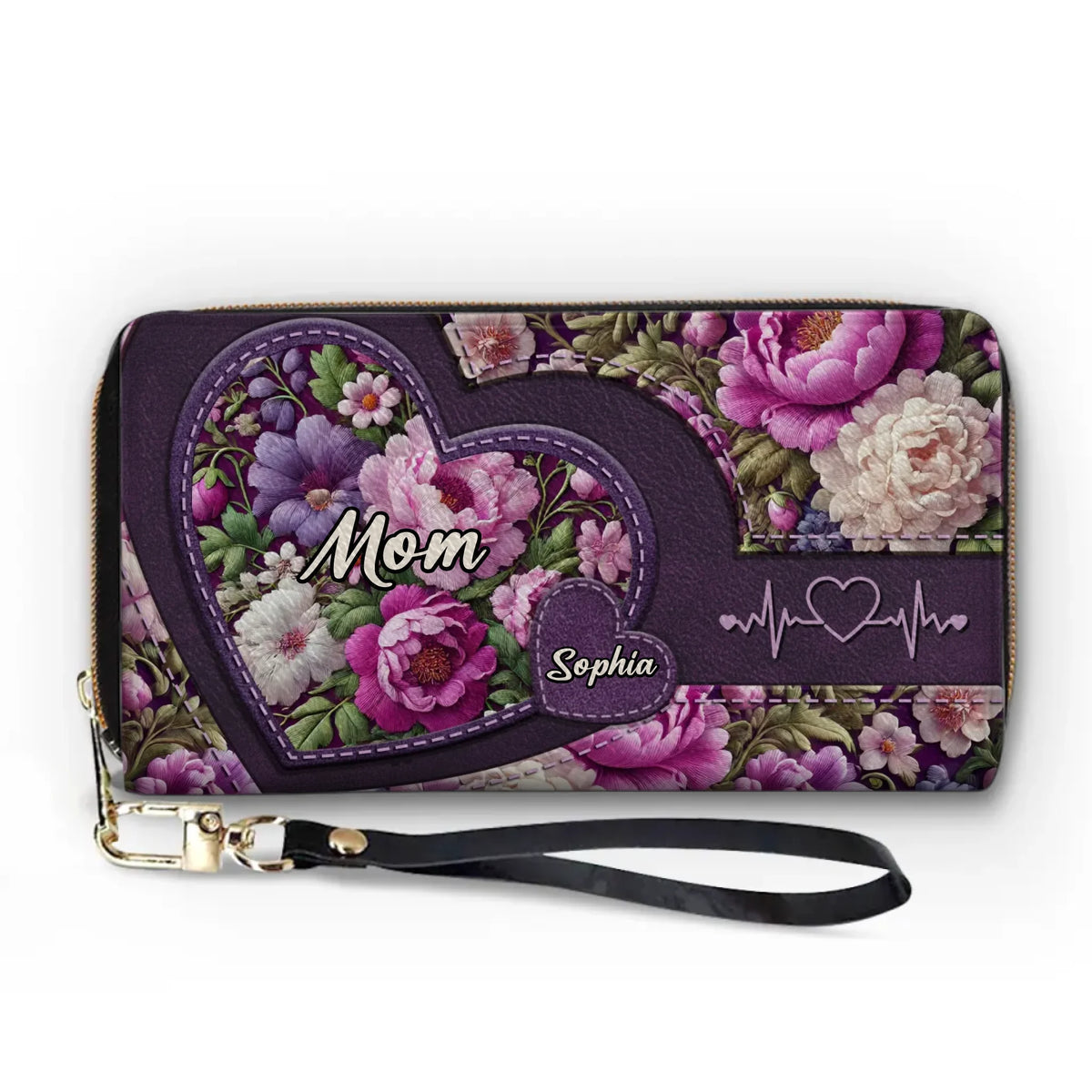 Grandma’s Heart, Where Love Always Blooms - Family Personalized Custom Leather Long Wallet - Mother's Day, Gift For Mom, Grandma