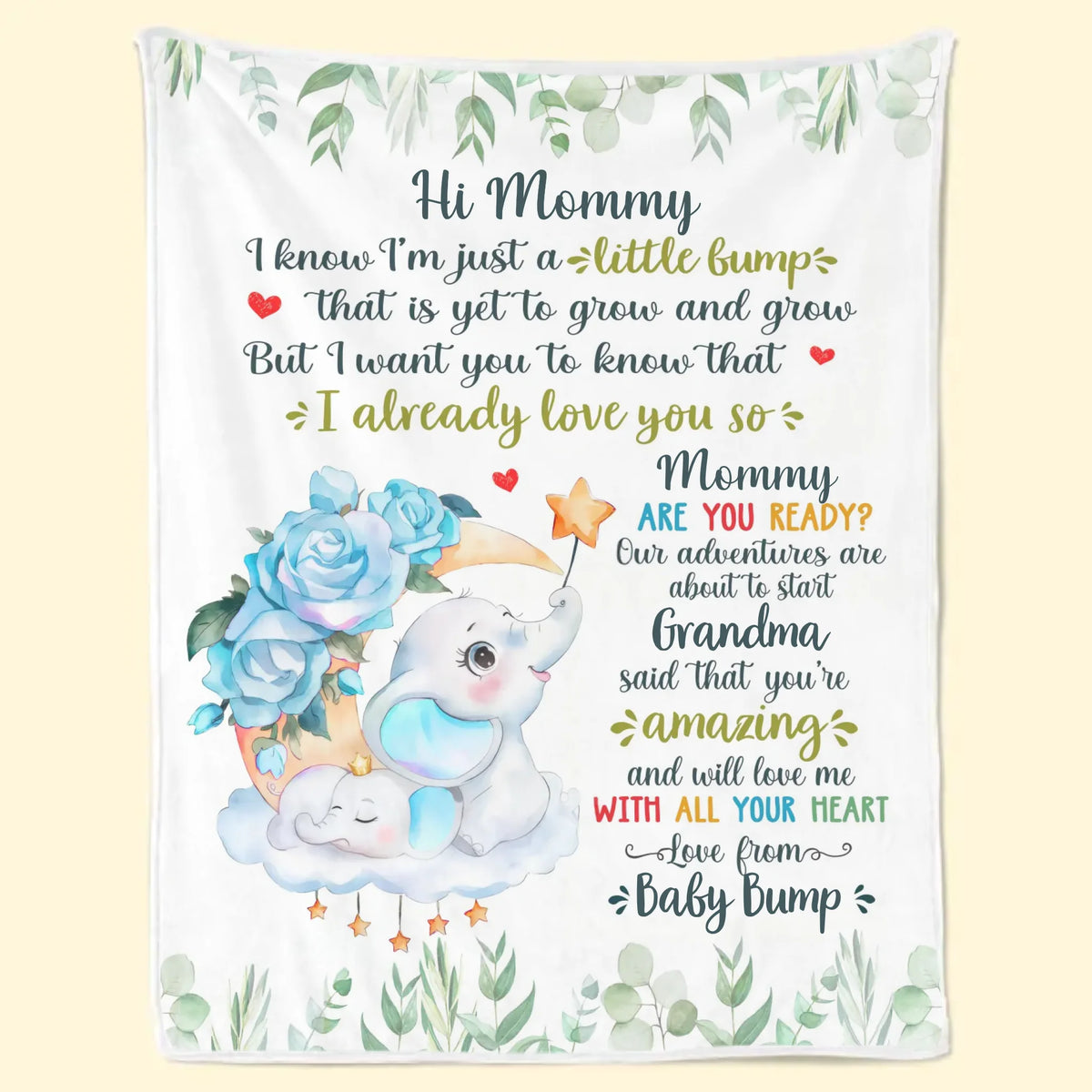 Mommy, I Love You Already - Family Personalized Custom Blanket - Mother's Day, Baby Shower Gift, Gift For First Mom