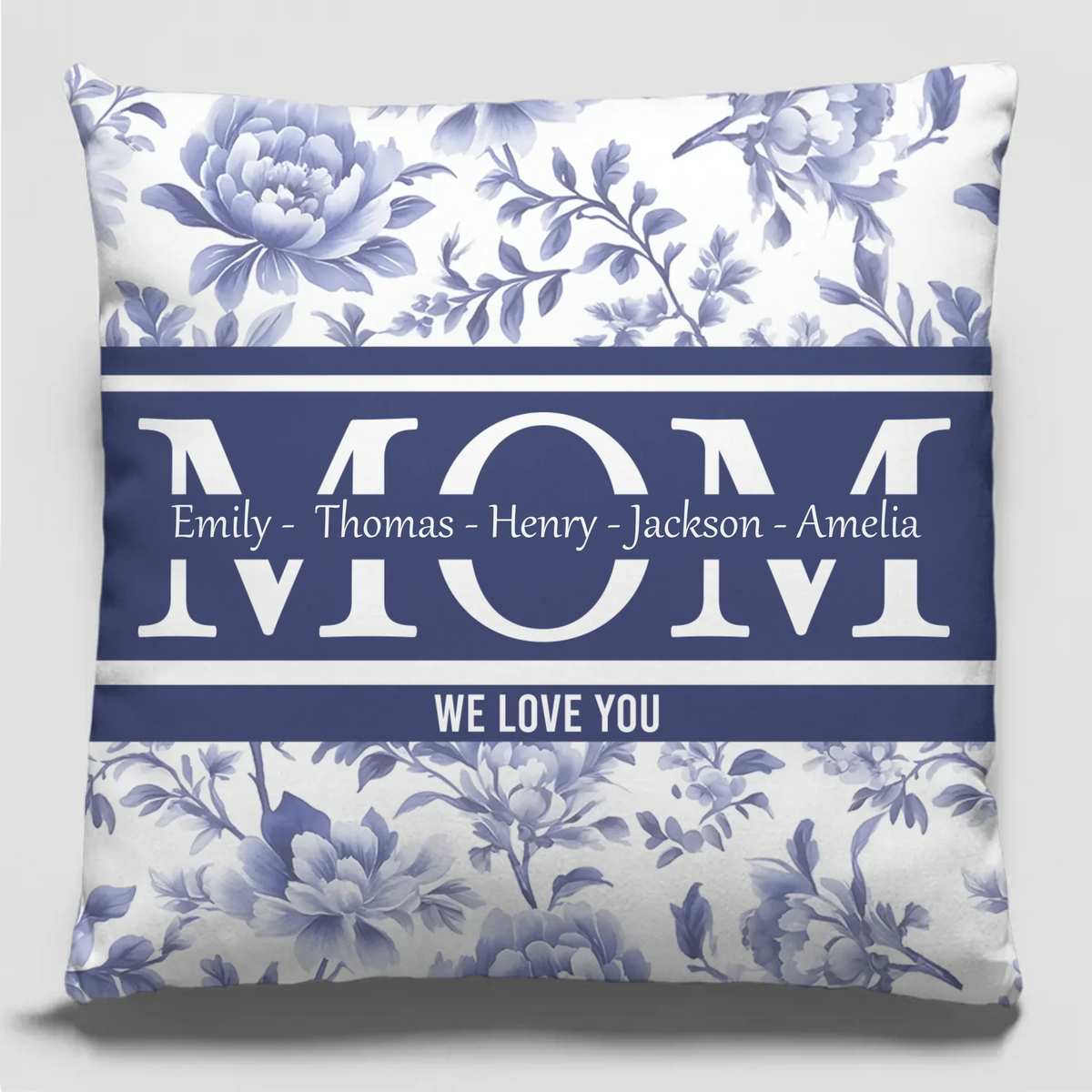 Surrounded By Love, Wrapped In Her Arms - Family Personalized Custom Pillow - Mother's Day, Gift For Mom, Grandma