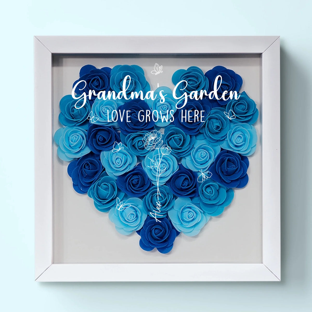 Love Blooms With You - Family Personalized Custom Flower Shadow Box - Mother's Day, Gift For Mom, Grandma