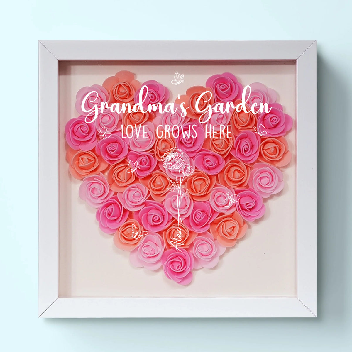 Love Blooms With You - Family Personalized Custom Flower Shadow Box - Mother's Day, Gift For Mom, Grandma